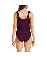 Lands' End Women's Ottoman Rib Tie Shoulder Tankini Top