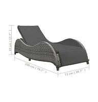 Sun Lounger with Cushion Poly Rattan Anthracite