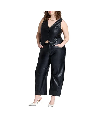 Eloquii Plus Faux Leather Barrel Leg Pant