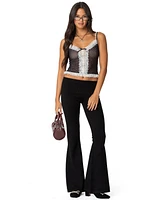 Edikted Womens Polka Dot Sheer Mesh Tank Top