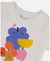 Deux par Toddler Girls Organic Cotton Tee Fruits On White Background - Toddler|Child