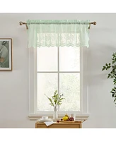 Hlc.me Jolene Floral Rod Pocket Lace Semi Sheer Voile Short Valance for Small Windows, Kitchen & Bathroom