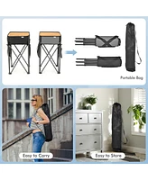 2 Pieces Folding Camping Tables with Large Capacity Storage Sink