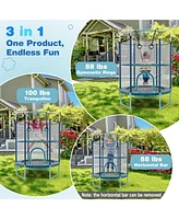 60" Trampoline with Gymnastic Bar and Rings for Kids