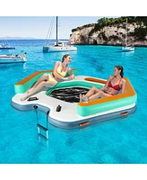 8.7 Feet Inflatable Floating Dock with Detachable Ladder and Mesh Swim Lounge