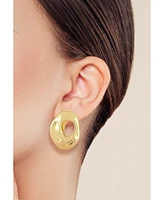 Rachel Zoe Gold Plated Sculptural Oval Statement Studs