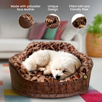 Dream Black Label Leopard Princess Dog Bed - Puppy for Small Dogs, Washable Cuddler Cat Elegant, Royal Design Beds and Kitten