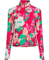 Lands' End Women's Long Sleeve Quarter Zip Upf 50 Rash Guard