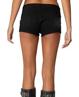 Edikted Women's Studded Belt Denim Micro Shorts