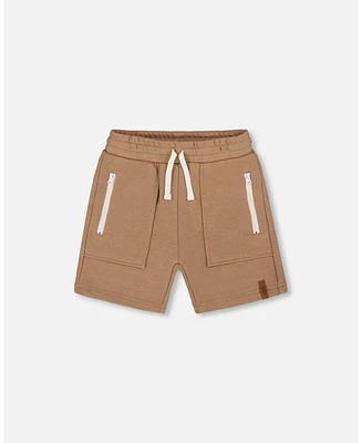 Deux par Toddler Boys French Terry Zip Pocket Shorts Beige - Toddler|Child