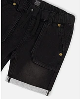 Deux par Big Boys French Terry Denim Short Black Jeans