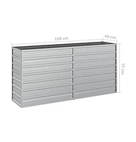 Garden Raised Bed 63"x15.7"x30.3" Galvanized Steel Silver