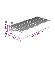 Door Canopy Black and Transparent 94.1"x35.4" Polycarbonate