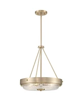 Carmine 16 3/4" Modern Pendant Chandelier Ceiling Light Fixture Dining Room Over Table Kitchen Island Foyer Bowl Hanging Round Brass Finish Glass Hall