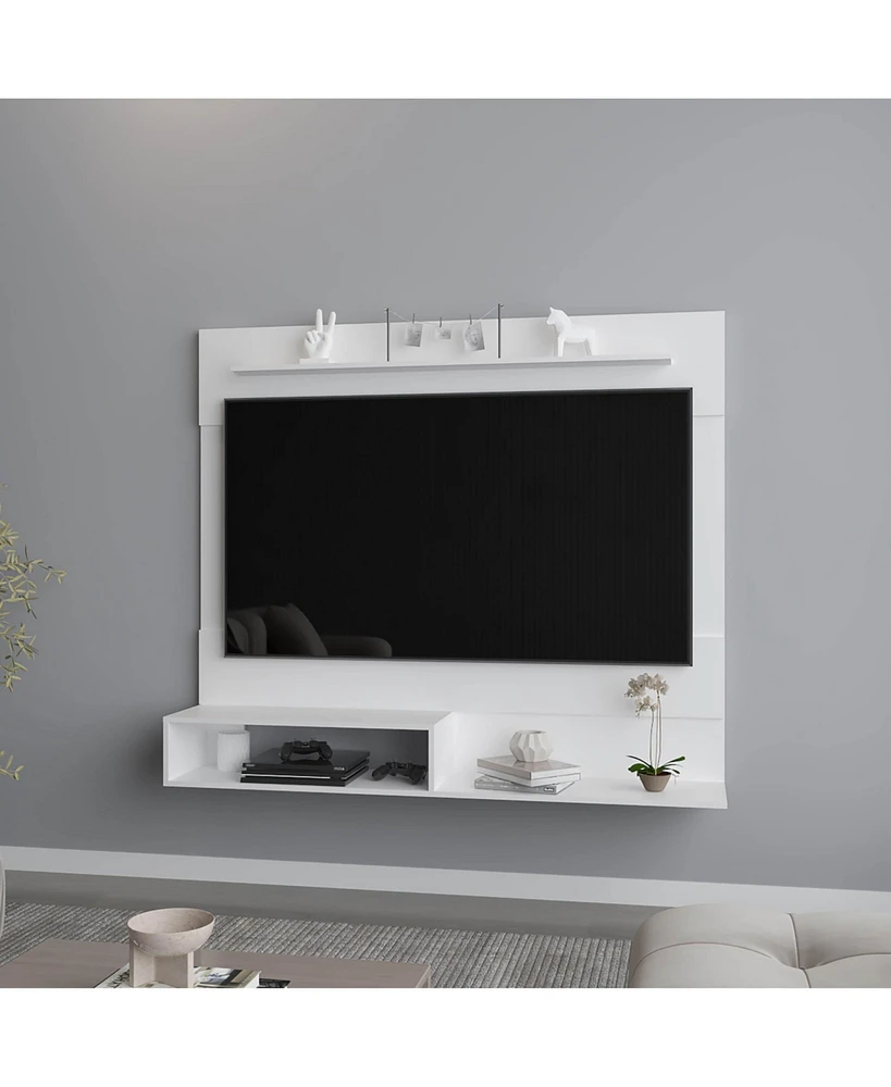 Fm Furniture Irmo Wall-Mounted Entertainment Center with Shelves, White