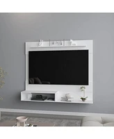 Fm Furniture Irmo Wall-Mounted Entertainment Center with Shelves, White