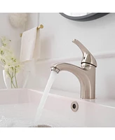 Single-Handle Single-Hole Modern Bathroom Faucet For Sink Drip-Free Vanity Brushed Nickel