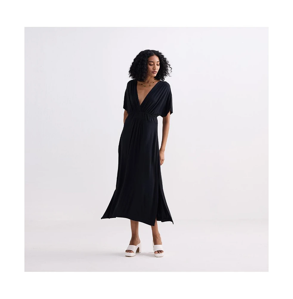 Flowy A-Line Maxi Dress with Side Slits