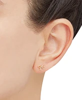 Polished Petite Openwork Bow Stud Earrings in 14k Gold