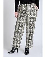 Eloquii Women's Plus Snake Faux Leather Straight Leg Pant