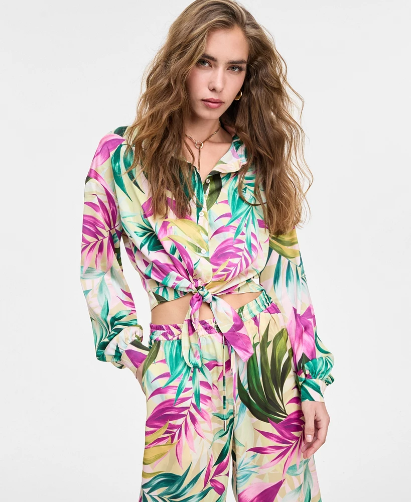 Guess Women's Tie-Front Printed Shirt