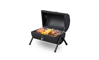 Portable Charcoal Grill with Thermometer & Wooden Handle