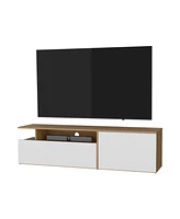 Fm Furniture Dilkon Tv Stand with Drop-Down Door, Hinged Door, Open Shelves,Cable Management, Natural Oak and White