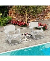 Portable Aluminum Boat Deck Beach Chair with Cushioned Seat