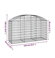 Arched Gabion Basket 59.1"x19.7"x31.5"/39.4" Galvanized Iron