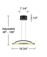 Eliza 19 3/4" Modern Pendant Ceiling Light Fixture Dining Room Over Table Kitchen Island Foyer Ring Hanging Round Led Matte Black Brass Finish Hallway