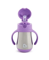 Munchkin Toddler Cool Cat Stainless Steel Straw Cup, 8 Ounce, Purple