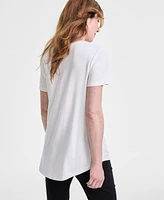 Jm Collection Women's Solid Scoop-Neck Short Sleeve Top, Created for Macy's