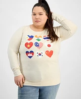 Hybrid Apparel Trendy Plus Cotton Aapi Hearts Graphic Top