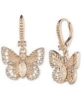 Marchesa Gold-Tone Mixed Crystal Butterfly Drop Earrings