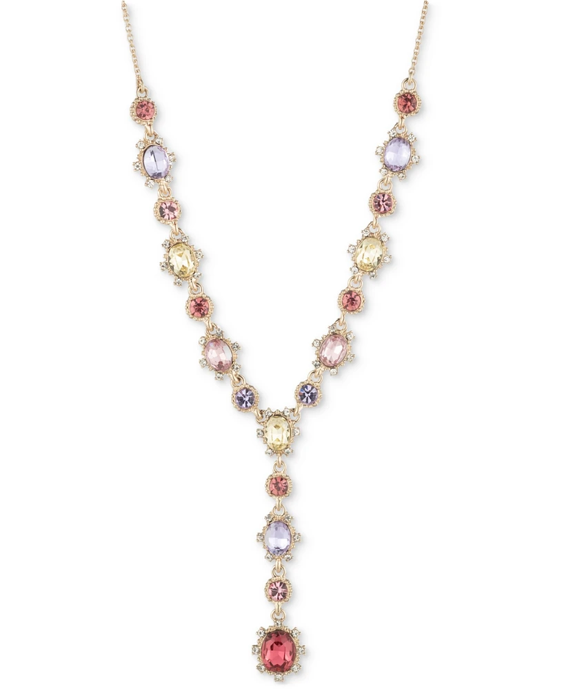 Marchesa Gold-Tone Crystal & Stone Lariat Necklace, 16" + 3" extender