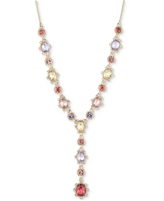 Marchesa Gold-Tone Crystal & Stone Lariat Necklace, 16" + 3" extender