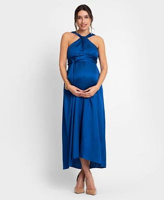 Seraphine Women's Maternity Reversible Halter A Line Dress