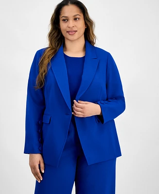 Tahari Asl Plus Single-Button Crepe Blazer