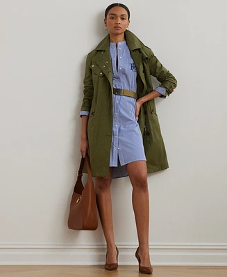 Lauren Ralph Women's Striped Belted Broadcloth Shirtdress