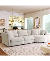 Three Indoor Cushioned Combination Sofas with Pillows and Curved Seat, for Living Room, Study Apartment