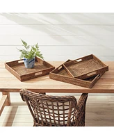 Burma Rattan Ottoman Trays, Set Of 3