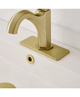 Single-Handle Single-Hole Farmhouse Bathroom Faucet Drip-Free Lavatory Rv Sink Brushed Gold