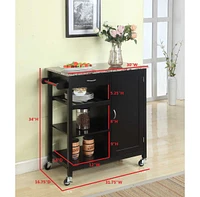 Kings Brand Furniture Sanford Wood & Marble Finish Top Kitchen Storage Cabinet Cart