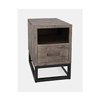 East Hampton Distressed Solid Wood Usb Charging Chairside Table