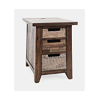 Painted Canyon Rustic Solid Acacia Usb Charging End Table