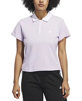 adidas Women's Summer Embroidered Logo Zip Polo T-Shirt