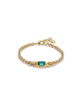 UNOde50 Green Crystal Chain Bracelet