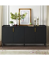 Storage Cabinet Sideboard Wooden Cabinet with 4 Doors for Hallway, Entryway, Living Room, Adjustable Shelf