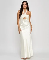 Morgan & Company Juniors' Cutout Sleeveless Halter Gown