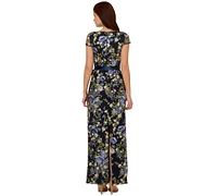 Adrianna Papell Women's Cascading Floral Sheath Gown